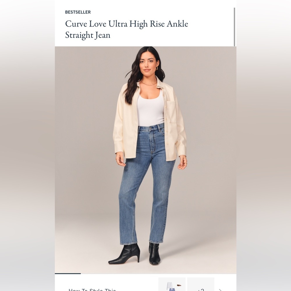 Abercrombie Curve Love Ultra High Rise Ankle Straight Jean
